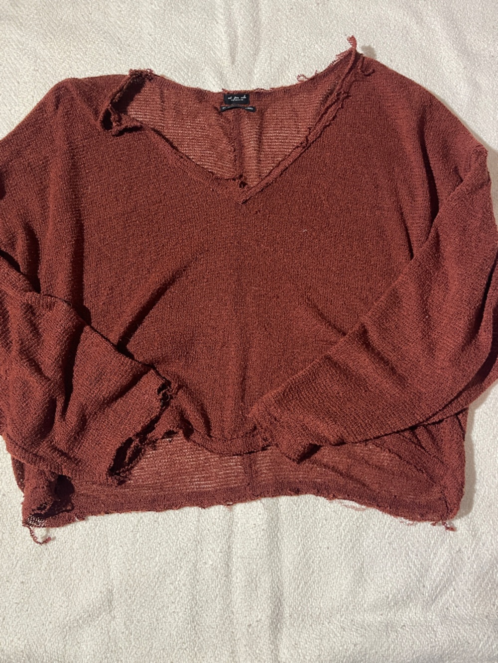 Urban Outfitters Rust Distressed V-Neck Crew Sweater